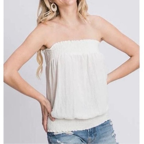 Anthropologie Colusa Smocked Strapless Tube Top - Picture 8 of 8